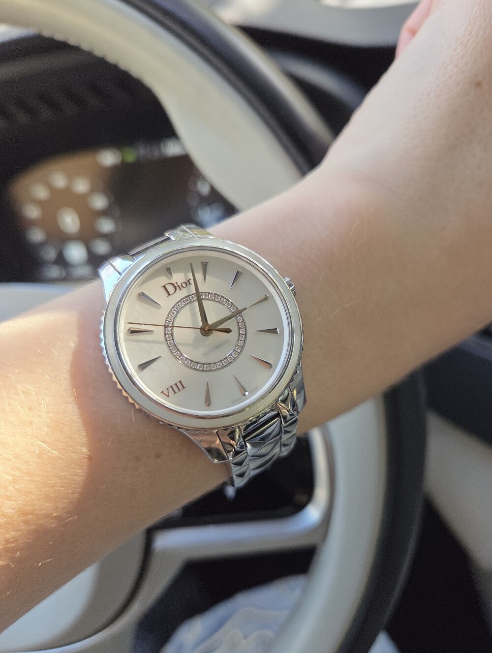 Dior VIII Montaigne Diamond Ladies Watch - Mother of Pearl, Silver & Rose Gold